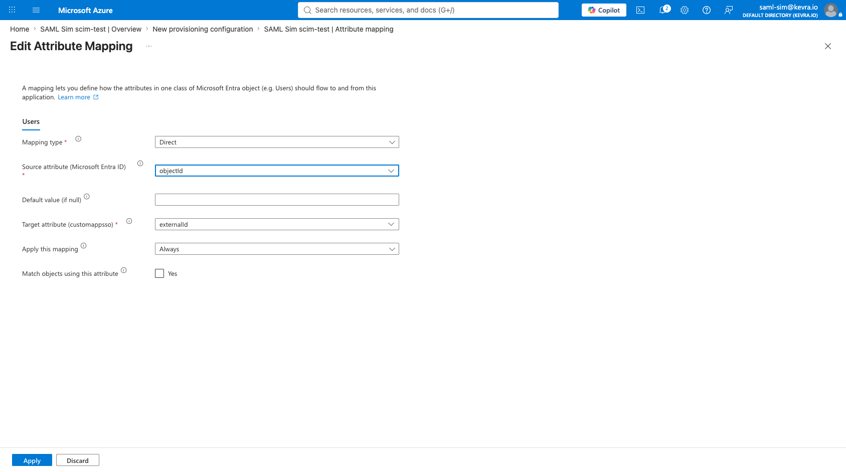Editing a single attribute mapping in Entra ID